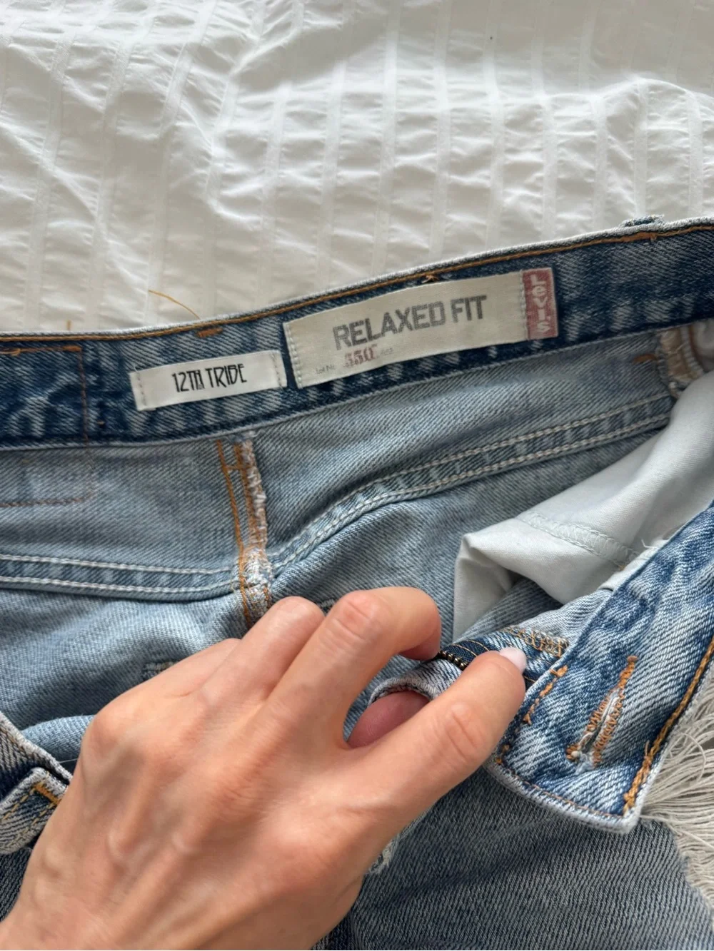 Levi's Light Blue Distressed Relaxed Fit Denim Shorts